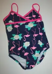 New Carter's 24m Girls 1 piece Swimsuit Pink Flamingo Birds Tropical One Piece