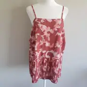 Nine West Top Sleeveless Pleated Peplum Tank Top Cami Size Abstract XL NEW