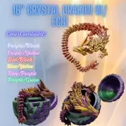 Crystal Dragon 16" long with Dragon Egg, 3D Printed Articulated Dragon