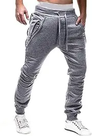 [Generic] Men's Gym Jogger Sweatpants Casual Slim Track Pants With Zipper Pockets Tapered Trousers Running, Workout Joggers