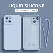 For iPhone 14 13 Pro Max 12 11 XR 8 Liquid Silicone Lanyard Soft Slim Case Cover