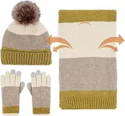 [Gupcaqosjw] Womens Hat and Gloves Set | Neck Warmer Warm Hat Gloves,Hat and Scarf Winter Beanie, Wool Mittens Hat for Men & Women