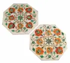 set of 2 12" Marble corner / side end handcrafted inlay Table Top
