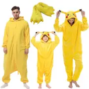 Kid Adult Pikachu Onesie Costume Pokemon Pyjamas Kigurumi Cosplay Plush Inspired
