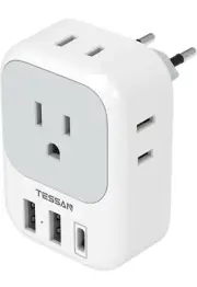 European Travel Plug Adapter USB C, TESSAN International Plug Adapter with 4 ...