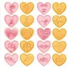 10Pcs/set Hand Press Biscuit Mold Pink Cookie Embossing Stamp Home