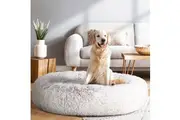 i.Pet Pet Bed Dog Cat 110cm Calming Extra Large Soft Plush White Brown