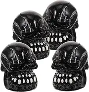 TOYANDONA 4Pcs Skull Shaped Tire Valve Caps Reusable Auto Valve Stem Covers Prevent Leakage Dirt for Car Truck SUV Bike Motorcycle Unique Decorative Nozzle Cap