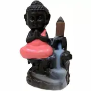 Monk Peach Ceramic Backflow Cone Incense Burner Holder Waterfall Yoga