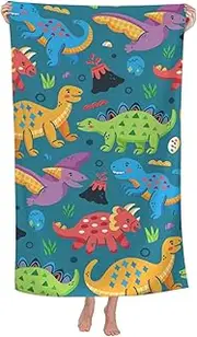 COMFAR Dinosaur Beach Towels for Boys Kids Beach Towels Bulk Toddler for Travel Pool Personalized Microfiber Oversized Quick Dry Pool Towel 30"x 60"
