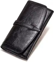 [HSHTTKL] Minimalist Card Holder Fashion Retro Wallet Large Capacity Genuine Leather Zipper Wallet Billfold Long Design Purse New Long Clutch Purses Organizer Coin Pocket