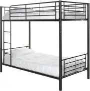 Black Metal Twin Over Twin Bunk Beds Kids Convertible Frame Bedroom Furniture