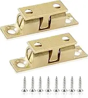 Litoexpe 4pcs Brass Cabinet Door Catch Latch, 40mm Double Ball Tension Roller Catch Latch, Brass Ball Catch Door Hardware for Closet Furniture Door, with Screws