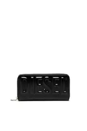[Diesel] Diesel - Long zip wallet in logo-embossed leather - Small Wallets - Man - Black UNI Black
