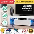 LED Entertainment Unit TV Cabinet 130cm High Gloss Tempered Glass Shelf White AU