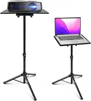 PYLE-PRO Universal Laptop Projector Tripod Stand - Computer, Book, DJ Equipment Holder Mount Height Adjustable Up to 39.37” w/ 14” x 11” Plate Size - Perfect for Stage or Studio Use