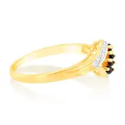 Natural Marquise Cut Dark Sapphire Diamond Ring in 9ct Yellow Gold, P