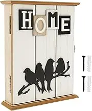 Wood Wall Key Holder Kit Space Saving Versatile Key Hook Rack Hanger Sturdy Exquisite Wood Cabinet Wall Box for Home