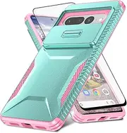 [Asuwish] Phone Case for Google Pixel 7 Pro 5G with Screen Protector and Slide Camera Cover Slim Rugged Hybrid Shockproof Protective Cell Accessories Pixel7Pro Pixel7 XL Seven 7Pro 6.7 Men Mint Green