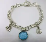 Silver Charm Bracelet- Handmade Turquoise Infinity Silver Bracelet New