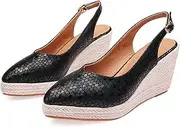 [ZIRIA] Heel Wedge Platform Shoes Women high Heel Pointed Toe Pumps Comfort Slip on Casual Shoes