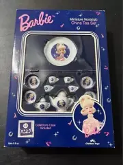 1995 Barbie Miniature Nostalgic China Tea Set Chilton Toys Collectors Case NRFB