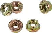 X AUTOHAUX 5 Pcs M4 Car Flange Nuts Carbon Steel Concave and Convex Hex Lock Flange Nuts Non-Slip Lock Flange Color Zinc for Car Motorcycle