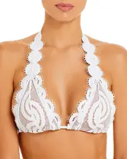 PilyQ Lace Overlay Halter Bikini Top
