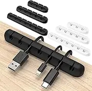 Topavatop 6 Pack Adhesive Desktop Cable Organizer, Versatile Cord Holders, Wire Clips Cable Management, Cable Holder Cord Organizer for Desk Table Accessories Office Spaces, Black White Color