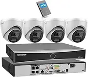 Compatible with Hikvision 4CH Home Security Camera System, 8MP Full Color Outdoor PoE IP Cameras, 4K 4-Channel PoE NVR (DS-7604NXI-K1/4P + DS-2CD1383G2-LIU(4PCS) +2TB HDD)