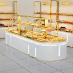 【優質新品*可議價 代客安裝】面包 展示中島櫃 西點蛋糕櫃 模型櫃子 商用弧形玻璃鍍鈦糕點 陳列櫃臺