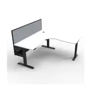 Corner Workstation With Cable Tray And Screen Natural White And Black