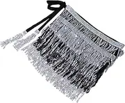 [OATIPHO] Elegant Hip Scarf Sequin Waist Chain Sparkly Tassel Skirt Accessory for Dance Performances