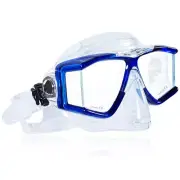 Tilos Panoramic 4 Window Scuba Diving Snorkeling Mask w/ Nose Purge Blue