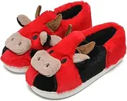 [NZFUN] Cow Slippers for Women and Men, Fluffy Cute Cozy Cartoon Cow Cotton House Slipper Womens Milky Cows Animal Preppy Funny Furry Kawaii Bedroom Pillow Cloud Slippers for Women Indoor and Outdoor
