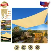 Beige Sun Shade Sail, 8'x10' - UV-Resistant Curved Rectangle for Outdoor Eleg...