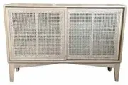 MF Bahamas Solid Oak Timber Rattan Sliding Door Cabinet