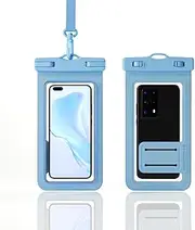 QIFJNZO Waterproof Mobile Phone Case Selfie, Underwater Photo & Video Snorkelling Dry Bag with Finger Grip Holder Lanyard, Universal for iPhone 15/Pro Max/14/13/12/Samsung Galaxy S24/S23 Ultra Blue