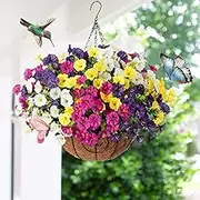 Shopsticker Artificial Flowers, Shopstickrt Silk Artificial Petunias, Artificial Petunias for Outdoors UV Resistant,for Indoor/Outdoor Hanging and Windows Decorations (Rose RED,5)