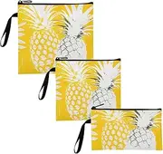 Pineapple Safari Silhouette Yellow 3 pack Reusable Travel Snack Bags Waterproof Food Storage for Camp Friends and Gear