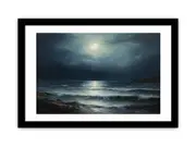 Moon & beach Canvas painting & Art Print