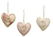 Grungy primitive fabric heart ornaments by Primitives by Kathy