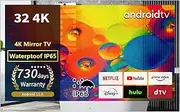 [elecsung] 32inch Android11.0 Bathroom Mirror LED Smart TV with Full Panel Waterproof 4K Built-in WiFi Bluetooth Frameless for AU