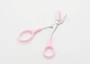 VNDEFUL 2PCS Pink Stainless Steel Curved Craft Facial Hair Scissors Eyebrow Trimmer for Men Women