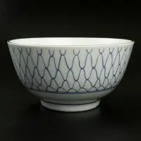 在飛比找Yahoo!奇摩拍賣優惠-日本淺田窯青花網紋陶瓷碗