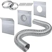 Pellet Stove Airs Intake Kit | Pellet Stove Pipe Kit Vent Air Intake Kit | 2x60inches Stove Accessories Flexible Pipe with Wall Plate for Pellet Pipes