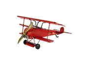 Boyle 37.5cm Ornament Red Baron Plane Standing Metal Vintage Home Decor Red