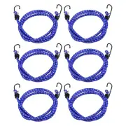 6Pcs Bungee Cord with Hooks 60" Rubber Bungee Cords for Outdoor, Blue