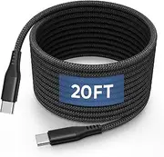 6M USB C to USB C Cable 60W, Extra Long Type C Charger Fast Charging Cord, Premium Nylon Braided USB C Charger Cable Compatible with iPhone 15/15 Pro/15 Plus/15 Pro Max, Samsung S23 S22 iPad MacBook