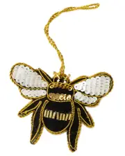 Matr Boomie Larissa Plush Bee Beaded & Embroidered Felt Ornament